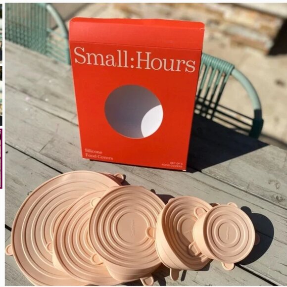 Small: Hours Silicone Stretch Lids (Set of 5) - Taupe - Picture 2 of 2